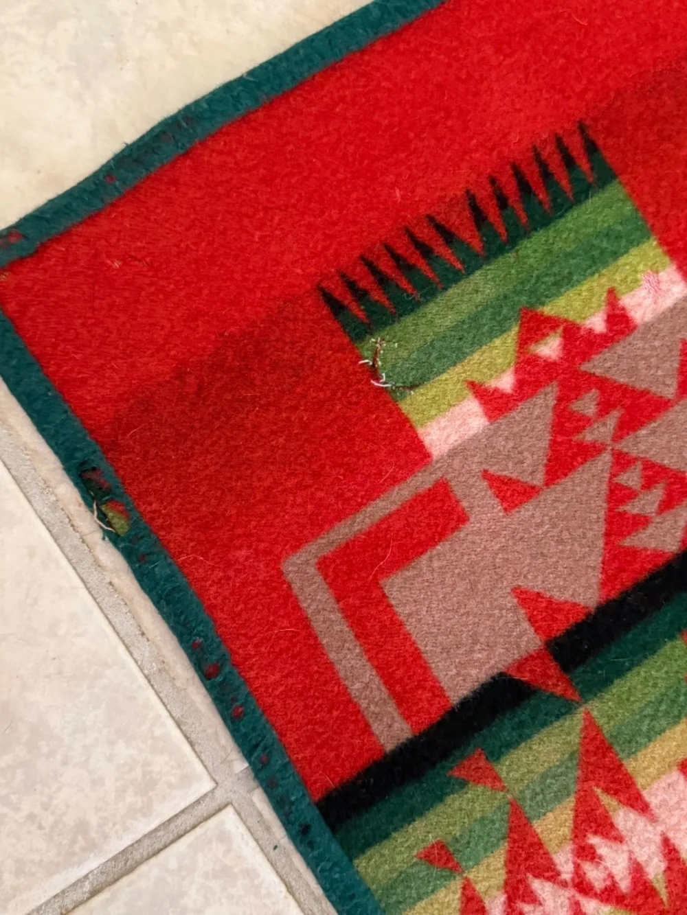VTG Pendleton Beaver State Wool Blanket Chief Joseph Arrowhead Red Green 76x54